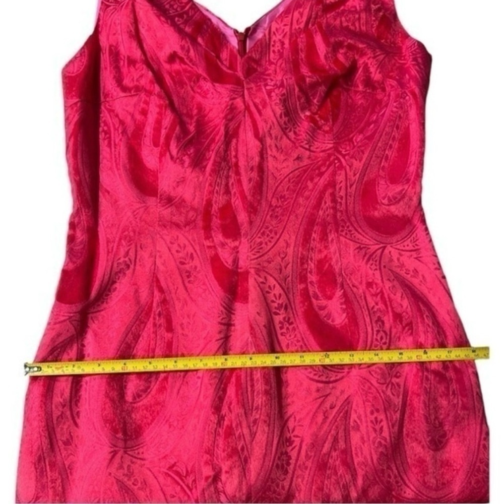 Barbara Tfank Brocade Cocktail Dress Red - Sleeveless Back Zip - Picture 13 of 14